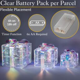 Christow Light Up Christmas Presents Decorations Iridescent LED Parcels Battery Operated in White - thumbnail 4