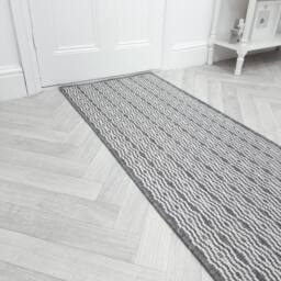 runrug Carpet Runner Rug - Indoor/Outdoor, Reversible, 2mm - 'Cable' in Grey - Size: 60 cm x 390 cm