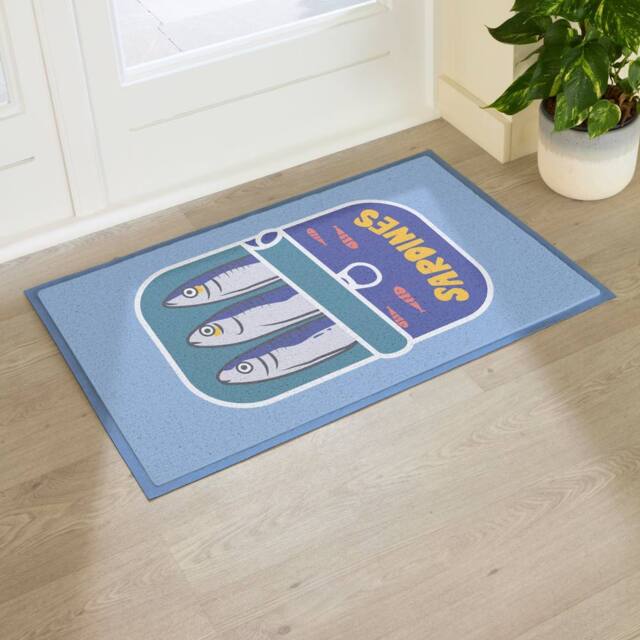 Artsy Mats Sardine Tin Indoor/Outdoor Doormat (90x60cm) in Blue - Size: 60 x 90 cm - image 1