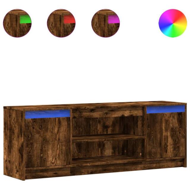 Berkfield Home TV Cabinet with LED Smoked Oak 139.5x34x50 cm Engineered Wood in Brown - image 1