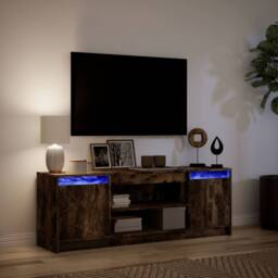 Berkfield Home TV Cabinet with LED Smoked Oak 139.5x34x50 cm Engineered Wood in Brown - thumbnail 5