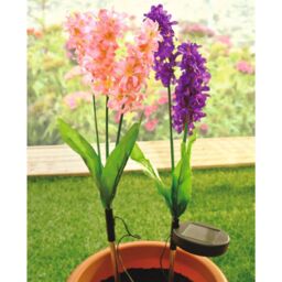 mysmartbuy 2 x Hyacinth Style Solar Stake Lights - Pink & Purple Flower Shaped Outdoor Garden Lighting Decorations - Each Measure H70cm - thumbnail 4