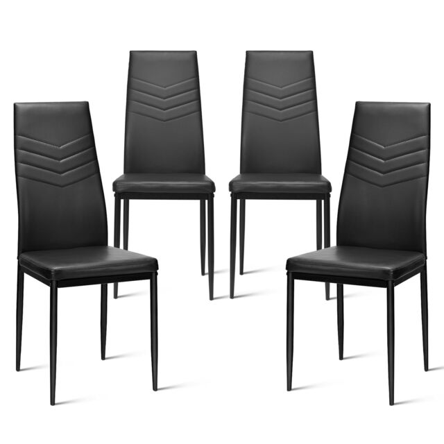 Costway Set of 4 Dining Chairs Padded Seat High Back Armless Accent Dining Side Chairs in Black - image 1