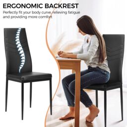 Costway Set of 4 Dining Chairs Padded Seat High Back Armless Accent Dining Side Chairs in Black - thumbnail 3