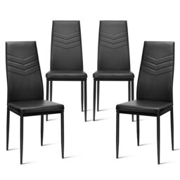 Costway Set of 4 Dining Chairs Padded Seat High Back Armless Accent Dining Side Chairs in Black