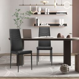 Costway Set of 4 Dining Chairs Padded Seat High Back Armless Accent Dining Side Chairs in Black - thumbnail 6