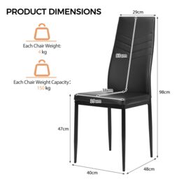 Costway Set of 4 Dining Chairs Padded Seat High Back Armless Accent Dining Side Chairs in Black - thumbnail 2