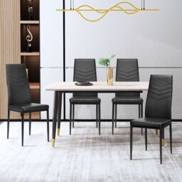 Costway Set of 4 Dining Chairs Padded Seat High Back Armless Accent Dining Side Chairs in Black - thumbnail 5