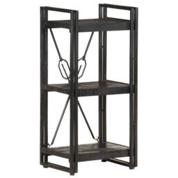 Berkfield Home 3-Tier Bookcase Black 40x30x80 cm Solid Mango Wood - Size: 40 x 30 x 80 cm - thumbnail 9