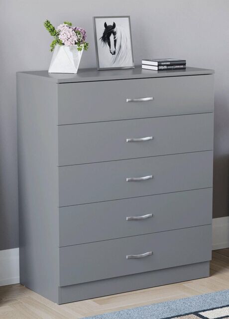 Home Discount Vida Designs Riano 5 Drawer Chest Of Drawers Storage in Grey - image 1