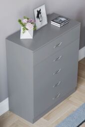 Home Discount Vida Designs Riano 5 Drawer Chest Of Drawers Storage in Grey - thumbnail 4