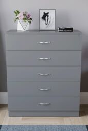 Home Discount Vida Designs Riano 5 Drawer Chest Of Drawers Storage in Grey - thumbnail 3