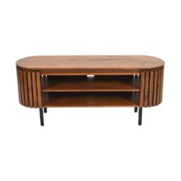 Wyld Haus Birmingham Slatted Mango Wood TV Cabinet in Brown - thumbnail 6
