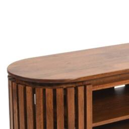 Wyld Haus Birmingham Slatted Mango Wood TV Cabinet in Brown - thumbnail 4