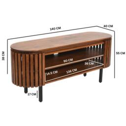 Wyld Haus Birmingham Slatted Mango Wood TV Cabinet in Brown - thumbnail 7