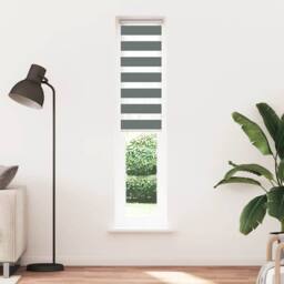 Berkfield Home Zebra Blind Dark Grey 40x230 cm Fabric Width 35.9 cm Polyester