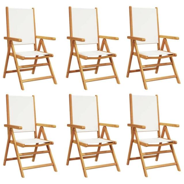 Berkfield Home Reclining Garden Chairs 6 pcs Cream White Fabric & Solid Wood in Off-White - image 1