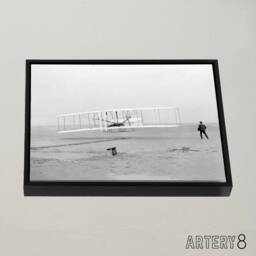 "Artery8 Wright Brothers Aeroplane First Flight Photo Framed Canvas Wall Art Print in Grey - Size: W12"" x H16""" - thumbnail 2