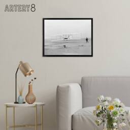 "Artery8 Wright Brothers Aeroplane First Flight Photo Framed Canvas Wall Art Print in Grey - Size: W12"" x H16""" - thumbnail 3