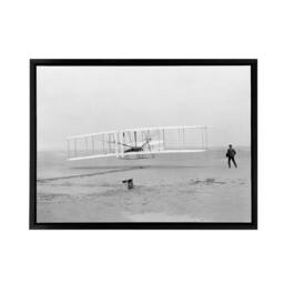 "Artery8 Wright Brothers Aeroplane First Flight Photo Framed Canvas Wall Art Print in Grey - Size: W12"" x H16""" - thumbnail 1