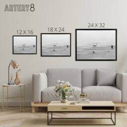 "Artery8 Wright Brothers Aeroplane First Flight Photo Framed Canvas Wall Art Print in Grey - Size: W12"" x H16""" - thumbnail 4