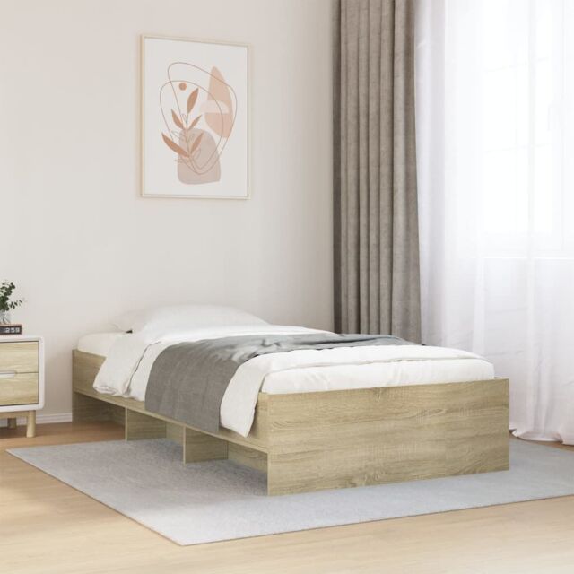 Berkfield Home Bed Frame without Mattress Sonoma Oak 100x200 cm Engineered Wood in Brown - image 1