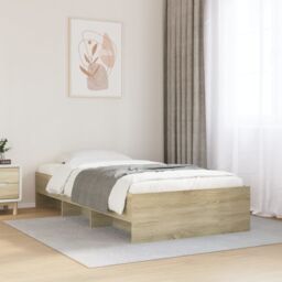 Berkfield Home Bed Frame without Mattress Sonoma Oak 100x200 cm Engineered Wood in Brown - thumbnail 1