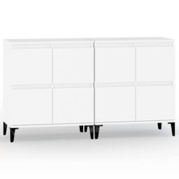 Berkfield Home Sideboards 2 pcs White 60x35x70 cm Engineered Wood - Size: 60 x 35 x 70 cm - thumbnail 1