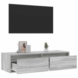 Berkfield Home TV Cabinet with LED Lights Grey Sonoma 100X35.5x25 cm - thumbnail 5