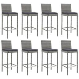 Berkfield Home 9 Piece Garden Bar Set with Cushions Grey Poly Rattan - thumbnail 4