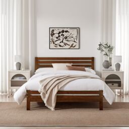 FurnitureboxUK Declan Solid Pine Double Bed Frame in Walnut - thumbnail 2