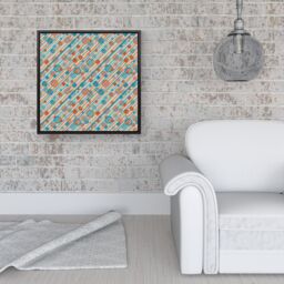 "Warren Reed - Designer Retro Stripes & Circles Framed Canvas in Black - Size: W30"" x H30""" - thumbnail 2