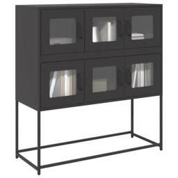 Berkfield Home Sideboard Black 100.5x39x107 cm Cold-rolled Steel - thumbnail 2