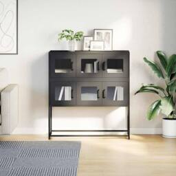Berkfield Home Sideboard Black 100.5x39x107 cm Cold-rolled Steel - thumbnail 4