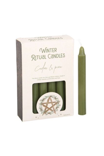 KDMD Cedar & Pine Winter Ritual Spell Candles in Green - image 1