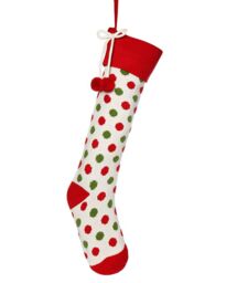Dibor Set of 4 Knitted White Polka Dot Xmas Decor Christmas Gift Bag Stocking - Size: 4 Pack - thumbnail 2