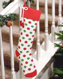 Dibor Set of 4 Knitted White Polka Dot Xmas Decor Christmas Gift Bag Stocking - Size: 4 Pack - thumbnail 1
