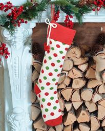 Dibor Set of 4 Knitted White Polka Dot Xmas Decor Christmas Gift Bag Stocking - Size: 4 Pack - thumbnail 3