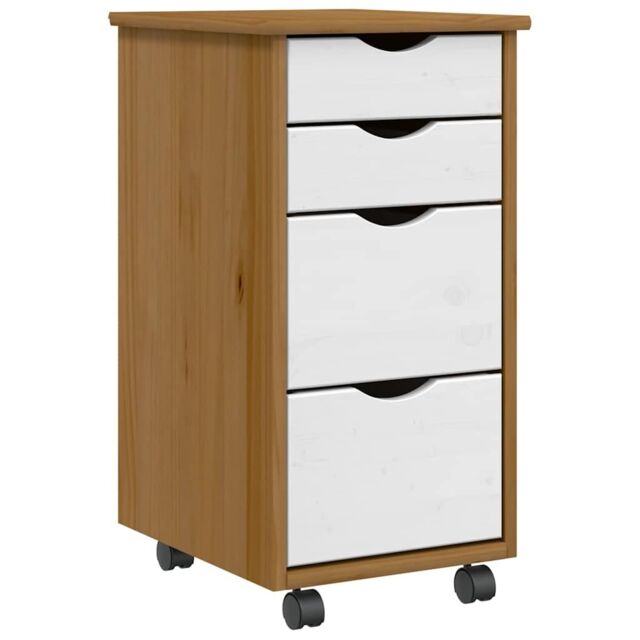 Berkfield Home Rolling Cabinet with Drawers MOSS Honey Brown Solid Wood Pine - image 1
