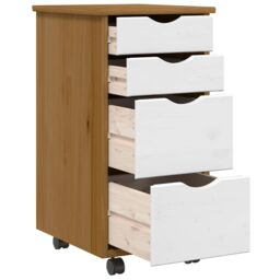 Berkfield Home Rolling Cabinet with Drawers MOSS Honey Brown Solid Wood Pine - thumbnail 6