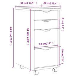 Berkfield Home Rolling Cabinet with Drawers MOSS Honey Brown Solid Wood Pine - thumbnail 9