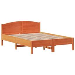 Berkfield Home Bed Frame without Mattress Wax Brown 120x200 cm Solid Wood Pine - Size: Small Double - thumbnail 5