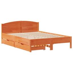 Berkfield Home Bed Frame without Mattress Wax Brown 120x200 cm Solid Wood Pine - Size: Small Double - thumbnail 3