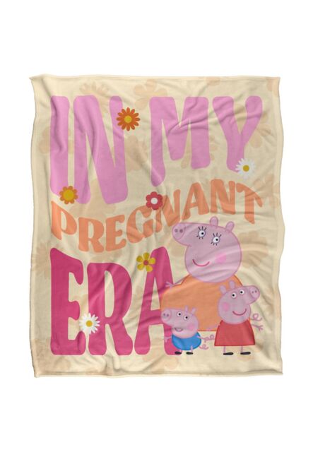 "Hasbro Peppa Pig Mummy Pig Pregnant Era Silky Touch Blanket 50"" x 60"" in White" - image 1