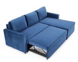 Home Detail Dorset Velvet Pull Out Sofa Bed Reversible Chaise with Underseat Storage in Dark Blue - thumbnail 2