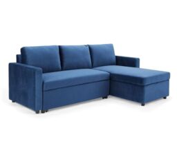 Home Detail Dorset Velvet Pull Out Sofa Bed Reversible Chaise with Underseat Storage in Dark Blue - thumbnail 4