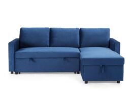 Home Detail Dorset Velvet Pull Out Sofa Bed Reversible Chaise with Underseat Storage in Dark Blue - thumbnail 5
