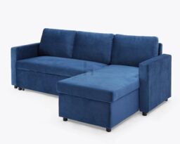 Home Detail Dorset Velvet Pull Out Sofa Bed Reversible Chaise with Underseat Storage in Dark Blue - thumbnail 1