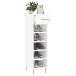 Berkfield Home Shoe Cabinet High Gloss White 30x35x105 cm Engineered Wood - Size: 30 x 35 x 105 cm - thumbnail 4