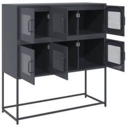 Berkfield Home Sideboard Anthracite 100.5x39x107 cm Cold-rolled Steel in Dark Grey - thumbnail 6